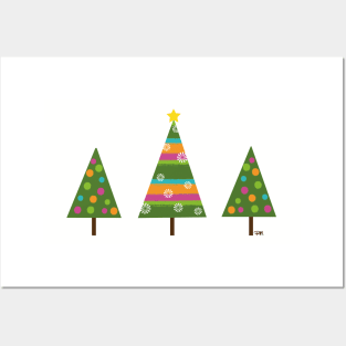 Colorful Christmas Trees Posters and Art